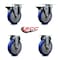 Service Caster 5'' Blue Poly Wheel Swivel Top Plate Caster Set with 2 Posi Brakes 2 Rigid, 4PK SCC-20S514-PPUB-BLUE-PLB-2-R-2 - alternate 5